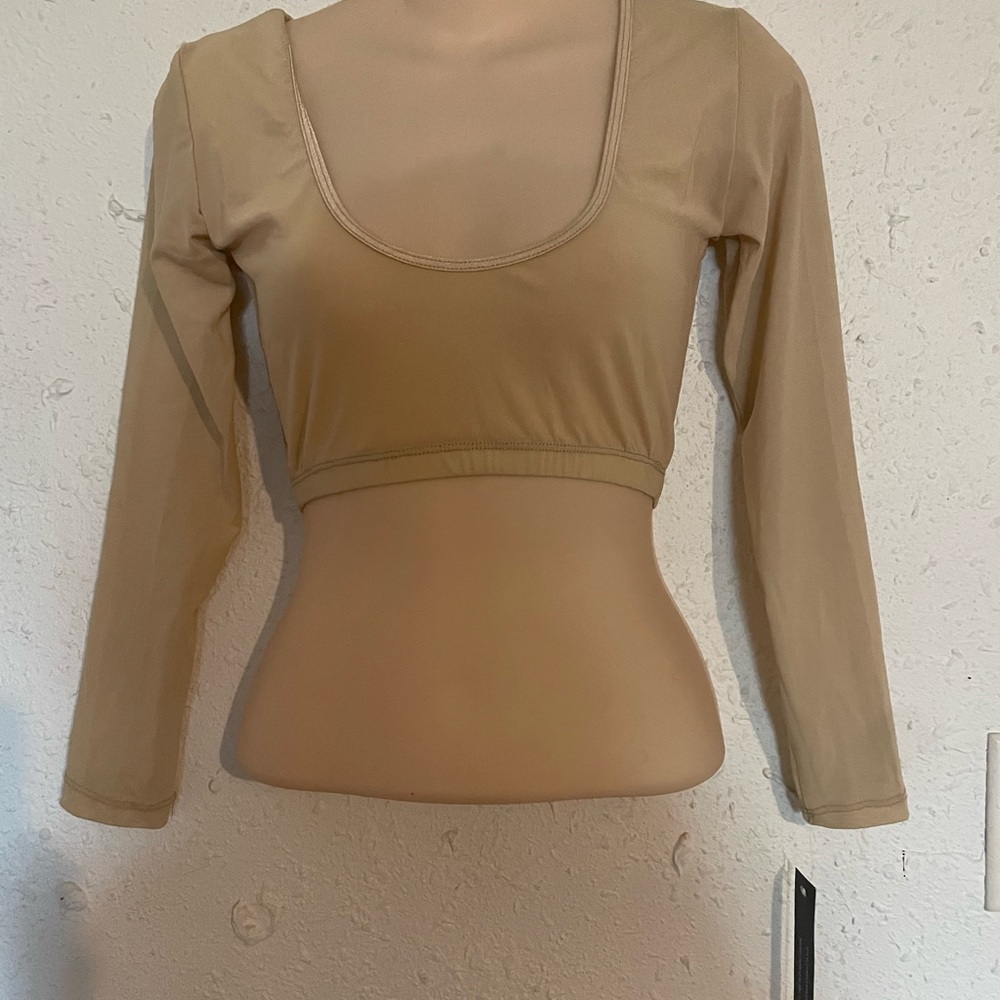 YC Tan Long Sleeve Shapewear Top